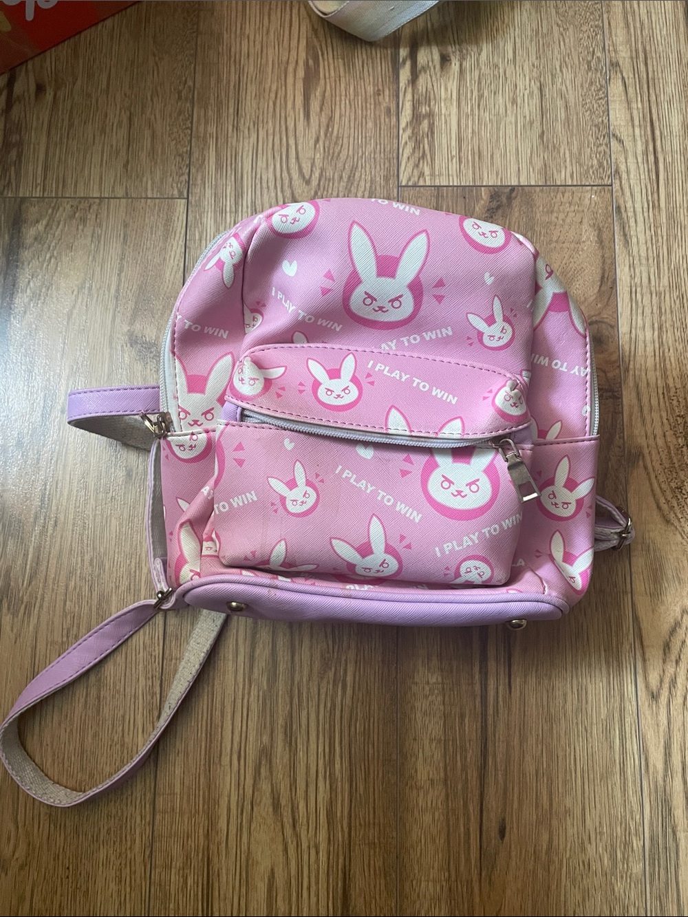 Pink Mini Backpack with Bunny Print